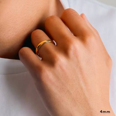 Alliance Demi-Bombée Confort en Or Jaune 375, Largeur 3 mm à 5 mm - Amore