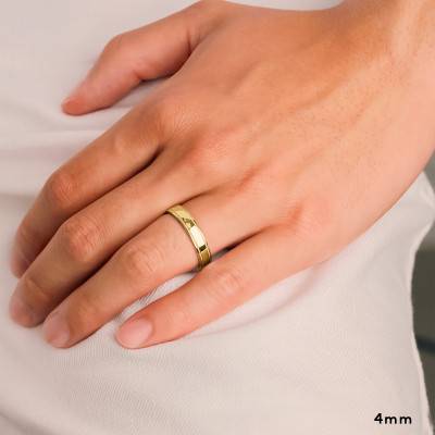 Alliance Demi-Bombée Confort Perlée en Or Jaune 375, Largeur 4 mm ou 5 mm - Amore