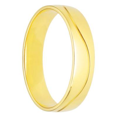 Alliance Demi-Bombée Confort en Or Jaune 375 à Rainure Ondulée, Largeur 4 mm ou 5 mm - Amore