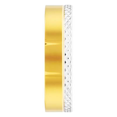 Alliance Ruban Confort en 2 Ors Gris Facettée et Jaune 375, Largeur 4 mm ou 5 mm - Amore