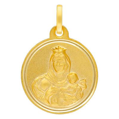 Médaille Sainte Vierge Mont Carmel Or Jaune 750, Diamètre 16 mm à 20 mm - Lumiosa