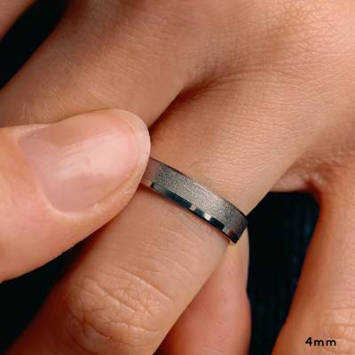 Alliance Ruban Confort Sablée à Rainure Polie en Or Blanc 375, Largeur de 3 mm à 5 mm - Amore