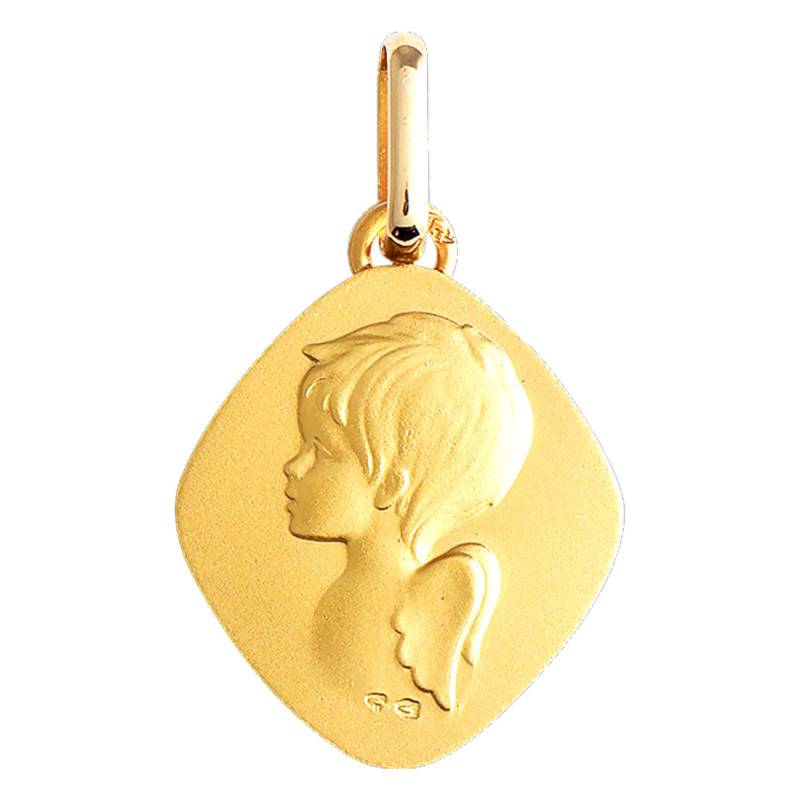 375 Yellow Gold Diamond-Shaped Angel Medal - Lucas Lucor