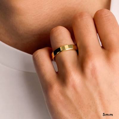 Alliance Ruban Confort en Or Jaune 375, Largeur 5 mm - Amore