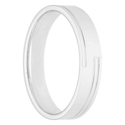 Alliance Ruban Confort Triple Demi-Rainures en Or Blanc 375, Largeur de 4 mm et 5 mm - Amore