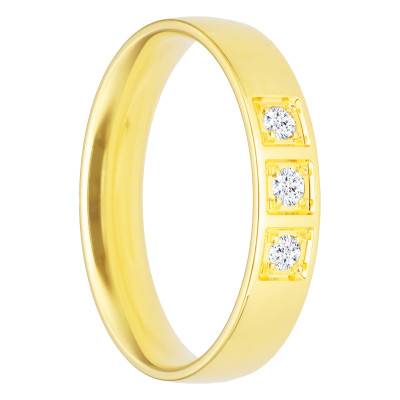 Alliance Demi-Bombée Confort en Or Jaune 375 & Diamants 0,09 ct, Largeur 4 mm ou 5 mm - Amore