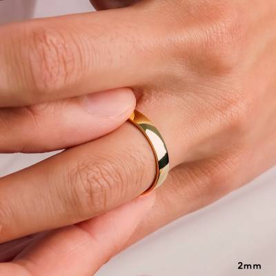 Alliance Demi-Bombée Confort en Or Jaune 375, Largeur 4 mm ou 5 mm - Amore