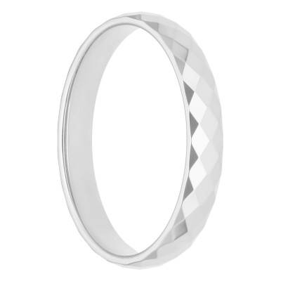 Alliance Demi-Bombée Confort Facettée en Or Blanc 375, Largeur de 3 mm à 5 mm - Amore