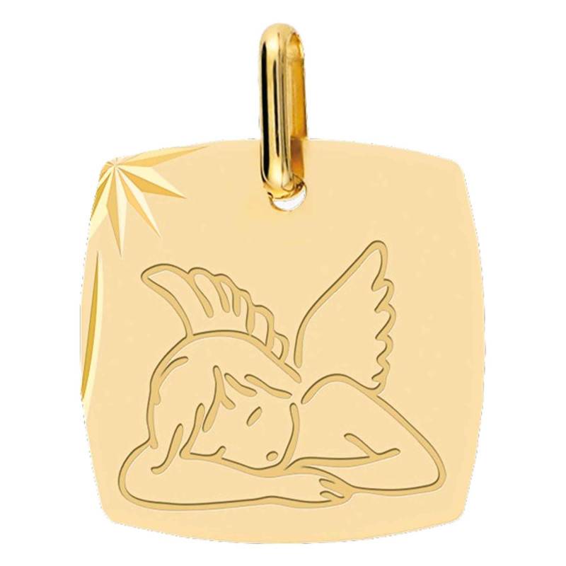 Yellow Gold Square Slumbering Angel Medal - Lucas Lucor