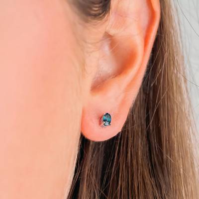 Boucles d'oreilles Ovales, Or Blanc 375 ou 750 & Saphirs - Aurora
