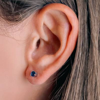 Boucles d'oreilles Rondes en Or Blanc 375 ou 750 & Saphirs - Aurora