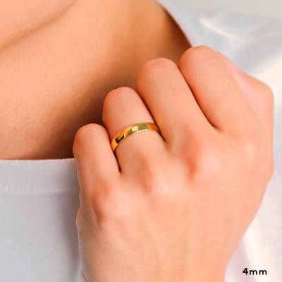 Alliance Demi-Bombée Confort en Or Jaune 750, Largeur de 3 mm à 5 mm - Amore