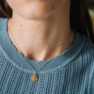 Médaille d'Amour, Diamant & Rubis en Or Jaune 750, Diamètre 12 mm - Augis