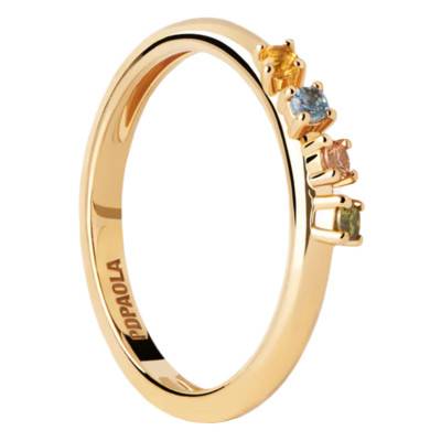 Bague Rainbow en Argent Doré & Zircones Multicolores - AN01-C10 - Pdpaola