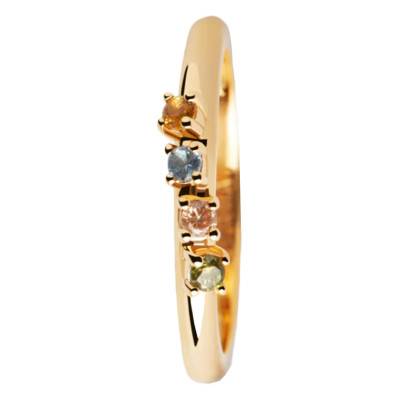 Bague Rainbow en Argent Doré & Zircones Multicolores - AN01-C10 - Pdpaola