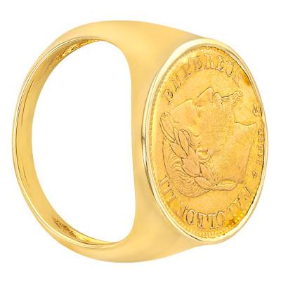 750/1000 Yellow Gold Napoléon III 10 Francs Signet Ring - Imperium
