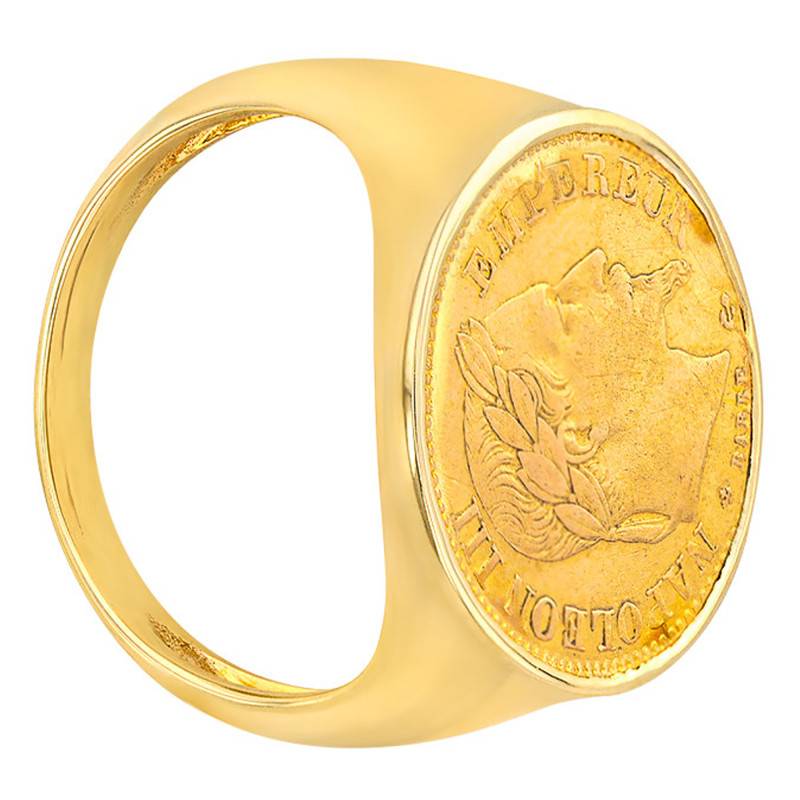 750/1000 Yellow Gold Napoléon III 10 Francs Signet Ring - Imperium