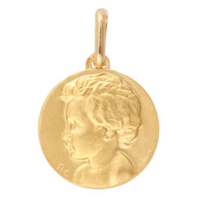 Médaille Enfant de Profil Gauche Or Jaune, Diamètre 20 mm - Lucas Lucor