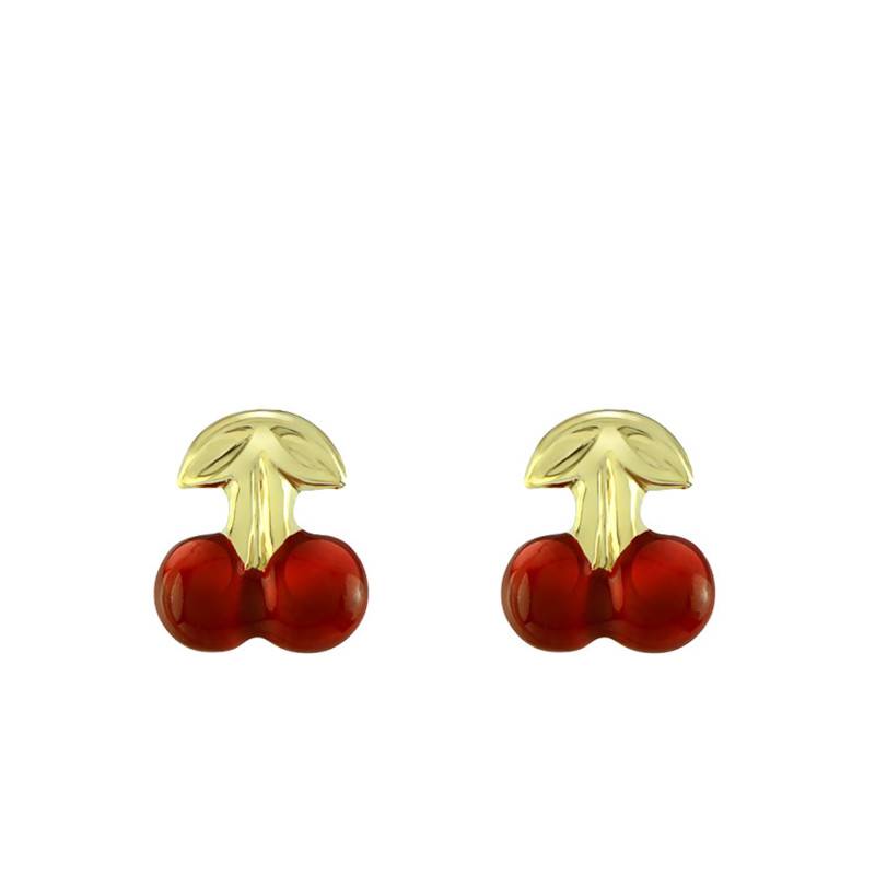 Cherry Stud Earrings in Yellow 375 or 750 Gold - Bambins