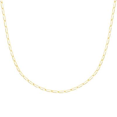 375 Yellow Gold Simple Oval Link Chain, Length 40 cm to 60 cm, Width 3 mm - Manillon