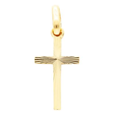 750/1000 Yellow Gold Faceted Cross Pendant - Vandona