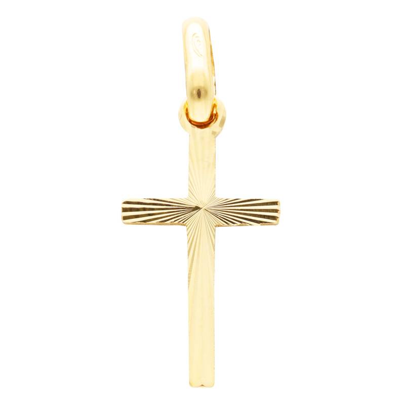 750/1000 Yellow Gold Faceted Cross Pendant - Vandona