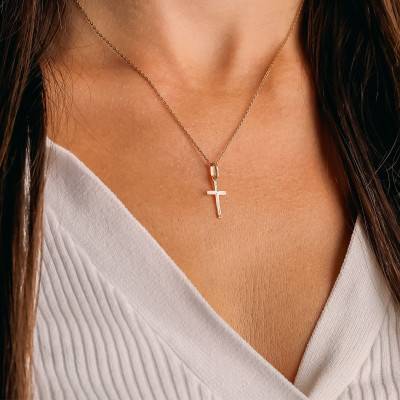 750/1000 Yellow Gold Faceted Cross Pendant - Vandona