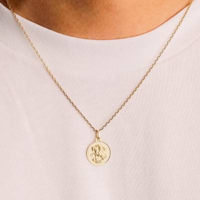 375/1000 Yellow Gold Saint George Medal, 16 mm Diameter - Vandona