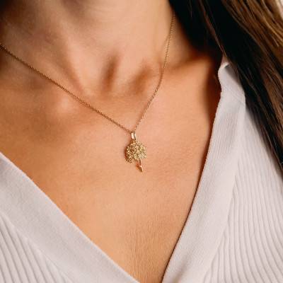 750/1000 Yellow Gold Textured Tree of Life Pendant - Emanessence