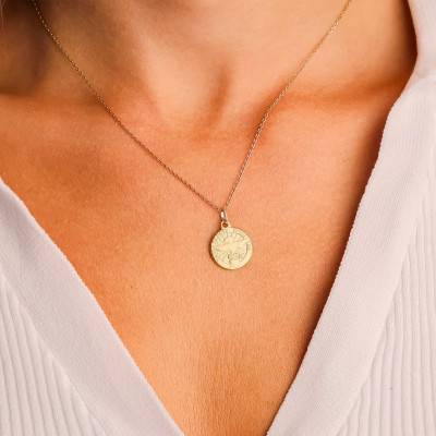 375 Yellow Gold Holy Spirit Medal, 14 mm Diameter - Vandona
