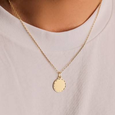 Pendentif Disque Facetté en Or Jaune 750, Diamètre 16 mm - Vandona