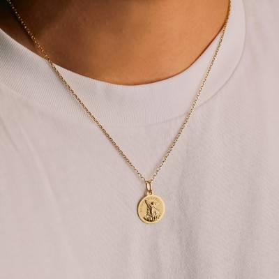 750/1000 Yellow Gold Saint-Michel Medal, 16 mm Diameter - Vandona