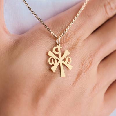 "Chi Rho Cross Pendant in 18K Yellow Gold" - Lumiosa