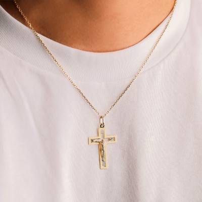 Pendentif Christ en Croix Or Jaune 750 - Vandona