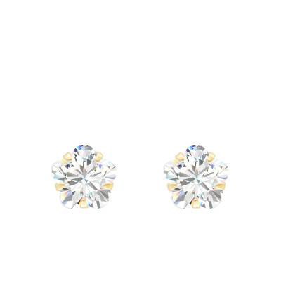 750 Yellow Gold & Cubic Zirconia Flower Stud Earrings - Vandona