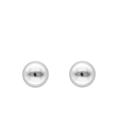 750 White Gold Ball Stud Earrings, 7 mm Diameter - Emanessence