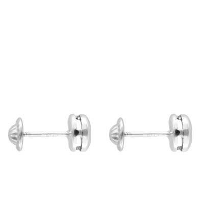 Boucles d'oreilles Rondes 5 mm en Or Blanc 750 & Zircon Blanc - Emanessence