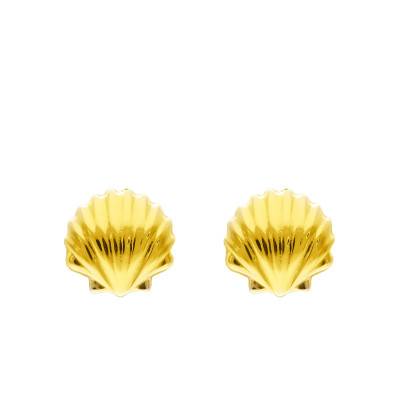 750 Yellow Gold Shell Stud Earrings - Emanessence