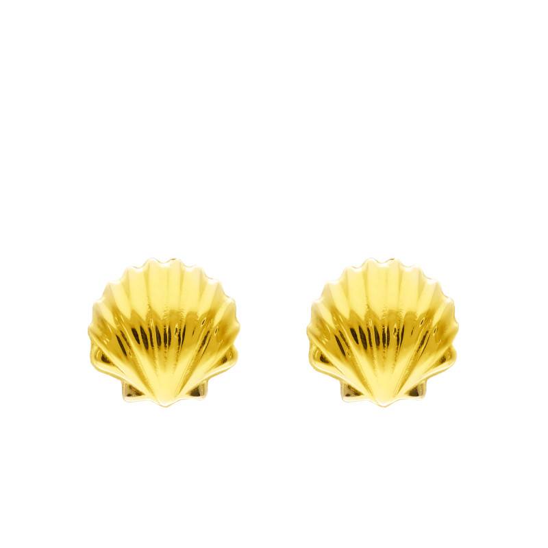 750 Yellow Gold Shell Stud Earrings - Emanessence