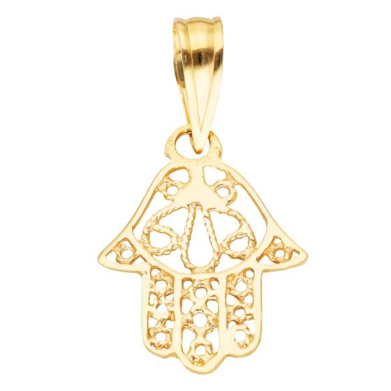 Pendentif Main De Fatima - Plaqué Or Jaune - Sans Nickel - État Quasi Neuf