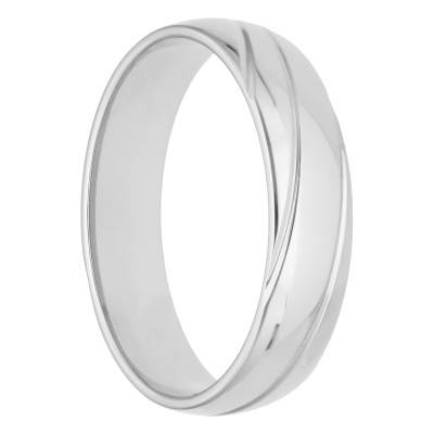 Alliance Demi-Bombée Confort en Or Blanc 750, Largeur 4 mm ou 5 mm - Amore