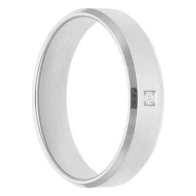 Alliance Ruban Confort en Or Blanc 750 & Diamant 0,005 ct, Largeur 3 mm à 5 mm - Amore