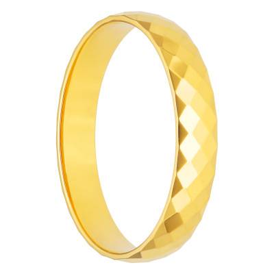 Alliance Demi-Bombée Confort Facettée en Or Jaune 750, Largeur de 3 mm à 5 mm - Amore