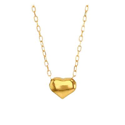 750 Yellow Gold Heart Necklace, Length 45 cm - Emanessence