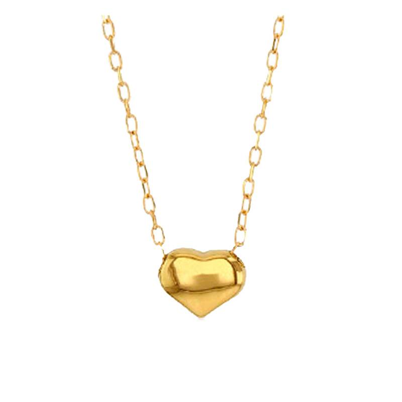 750 Yellow Gold Heart Necklace, Length 45 cm - Emanessence