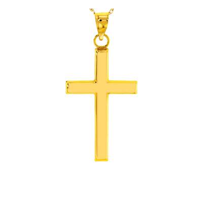 Collier Croix maille Singapour, Or Jaune 375, Longueur 50 cm - Emanessence