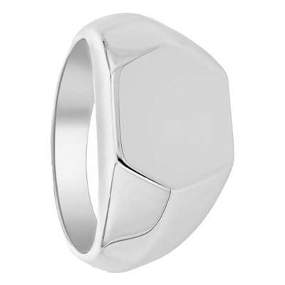 925 Silver Hexagonal Signet Ring, 12.40 x 14 mm - Emanessence