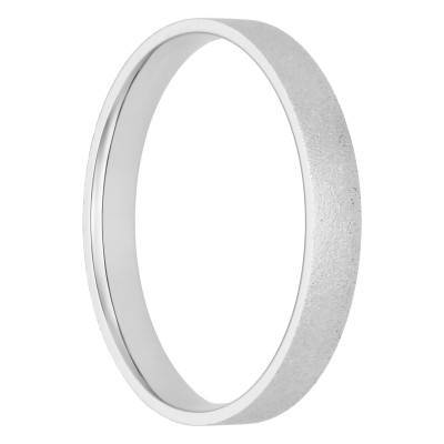 Alliance Ruban Confort Sablée en Or Blanc 750, Largeur 3 mm - Amore