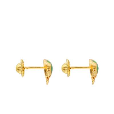 Green Turtle Stud Earrings in Yellow Gold 375 or 750 - Emanessence