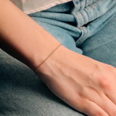 750 Rose Gold Round Cable Chain Bracelet, 20 cm Length, 1.50 mm Width - Manillon